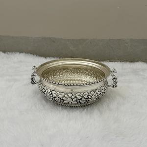 Urli à motifs floraux sculptés avec des poignées en forme de paon, petit modèle - Product Image 3