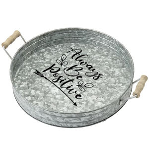 Décoration intérieure au design unique et moderne Grand plateau de service rond rustique pour l'extérieur pour les fêtes de bureau à domicile et la décoration de jardin - Product Image 2