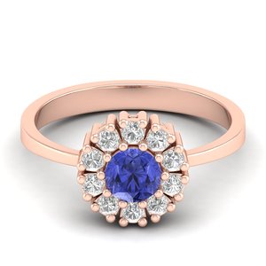 Bague REYES en argent sterling 925 avec moissanite certifiée GRA, taille ronde, 0,5 carat, pierre précieuse tanzanite, halo, pour femme, bijoux fins - Product Image 5