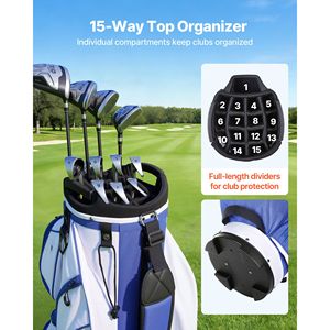 Borsa da Golf Ergonomica con 15 Scomparti Divisori, Tasche Lunghe per Organizzazione, Materiale PU, Comoda Tracolla Sportiva - Product Image 2