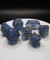 Ensemble de dés en résine multi-coupes D&D personnalisés de haute qualité, 7 dés fantastiques à bords tranchants, design moderne fait main, cadeau pour les joueurs