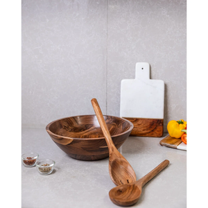 Handmade Wooden Salad Bowl With Serving Spoon Natural Wood Minimalist Design For <b>Kitchen</b> Use Eco Friendly Tableware - Product Image 6