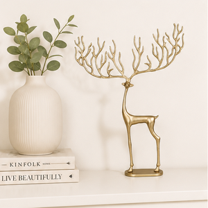 Wholesale Nordic Style Christmas Reindeer <b>Statue</b> Premium <b>Gold</b> Finish Aluminum Metal Elk Sculpture For Holiday Party Decoration - Product Image 4