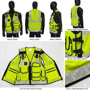 Gilets de sécurité tactiques respirants à haute visibilité pour hommes, réfléchissants et fluorescents, pour la vente en gros en extérieur - Product Image 4