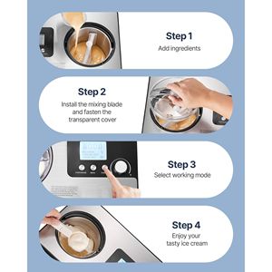Gelatiera Elettrica in Acciaio Inox da 2 Quarti con Compressore Integrato e Senza Pre-congelamento per Frutta, Yogurt e Sorbetti - Product Image 5