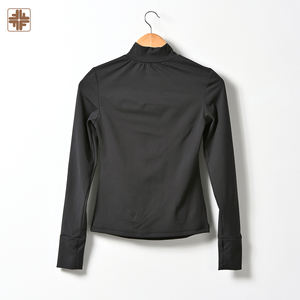 Camiseta de Cuello Alto para Mujer, Antibacteriana, Transpirable, Informal, Tejida, Ecológica, Sólida, con Aberturas, Ajustada - Product Image 2