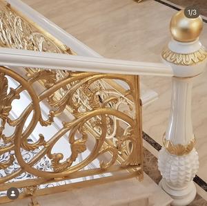Barandilla de Escalera de Aluminio Fundido, Barandilla Metálica Decorativa Dorada, Barandilla de Escalera de Lujo para Interiores de Villas y Hoteles, Diseño Personalizado - Product Image 3