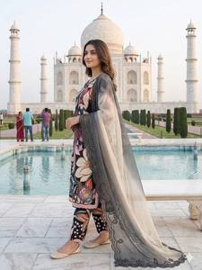 Trendy Round Neck Black Printed Maslin Kurti Set With Micro Inner Plus <b>Size</b> M XXL Indian Women Salwar Kameez Suit - Product Image 2
