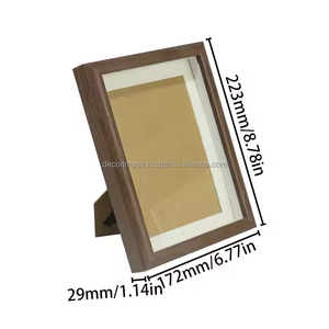 Marcos de fotos de escritorio decorativos de madera marrón rústico Color de madera maciza Breve diseño rectangular para el hogar - Product Image 2