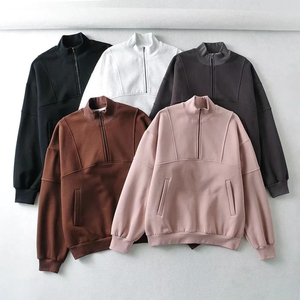 Sudadera con media cremallera y cuello alto de forro polar 2026 al por mayor, chaqueta con logo personalizado, OEM, pedido a granel, ropa deportiva informal - Product Image 1