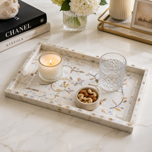 Mother of Pearl Inlay Wooden Serving Tray | Handmade Ramadan Eid Decor Tray | Serving Platter Kitchenware <b>Gift</b> Home Decor - Product Image 3
