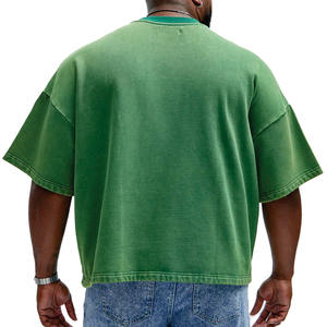 Camiseta Vintage para Hombre con Efecto Teñido, Oversize, Hombros Caídos, Estilo Urbano, con Estampado de Número Personalizado, Algodón, Servicio OEM de Marca Privada - Product Image 3