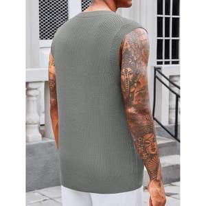 2025 hommes col en V été sans manches pull gilet décontracté tricot hauts pullover - Product Image 3