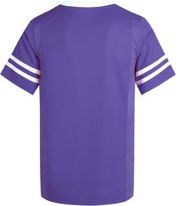 Purple <b>V</b>-<b>Neck</b> Short Sleeve Sport Jersey With <b>White</b> Stripes Quick Dry Polyester Casual <b>Shirt</b> Summer Wear - Product Image 3