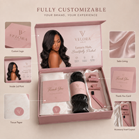 Boîte d'emballage de luxe personnalisée pour extensions de cheveux, boîte cadeau magnétique pliable pour perruques avec doublure en satin et logo pour marque de mèches de cheveux