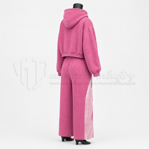 Conjunto Deportivo de 2 Piezas para Mujer, Sudadera con Estampado Gráfico Rosa, Pantalones Deportivos de Pierna Ancha, Ropa Casual Urbana, Conjunto Combinado, Venta al Por Mayor - Product Image 4