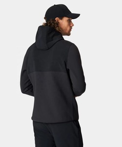 Men's Black Quarter-<b>Zip</b> <b>Hooded</b> Sweatshirt Full Sleeve Solid Color Breathable Golf Pullover Casual Wear - Product Image 3