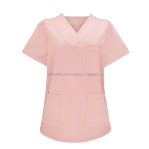 Nouveaux hauts de travail pour femmes médecins et dentistes, col en V, tissu tissé, respirant, confortable, uniformes d'hôpital, XS-XXL - Product Image 2