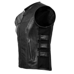 Gilet de moto en cuir professionnel pour hommes, grande taille, gilet de sécurité personnalisé pour la conduite, imperméable et coupe-vent - Product Image 2