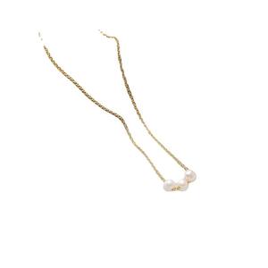 Collier pour femme Three Pearl Road en or 18 carats plaqué or véritable avec perle, chaîne claviculaire avec pendentif sourire - Product Image 5