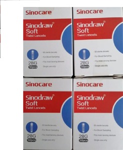 Lancetas para Glucómetro Sinocare Sinodraw Soft 28G, Paquete de 50 - Product Image 1