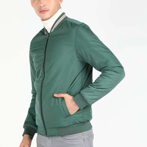 Chaqueta Bomber Verde para Hombre, Cierre de Cremallera, Color Sólido, Resistente al Viento, Estilo Casual para Otoño, Corte Regular, Material de Poliéster - Product Image 1