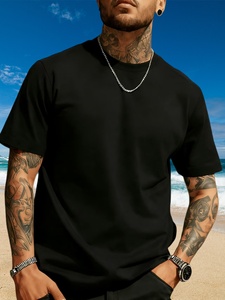 T-shirt rouge à manches courtes pour homme, col rond, coupe classique, décontracté, uni, en toile, couleur unie, design vierge, logo sur le devant - Product Image 3