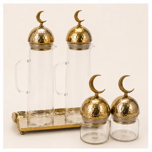 Pot de conservation en verre artisanal écologique le plus vendu pour la décoration de table du Ramadan, avec couvercle moderne en forme de croissant de lune et de minaret - Product Image 3