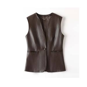 Nouvel article : gilet en cuir en forme de V, cuir ciré de qualité supérieure, veste en cuir unisexe pour homme et femme - Product Image 1