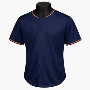 Camiseta de Béisbol Personalizada Lisa con Botones y Ribetes, Camisa de Béisbol con Ribetes Naranjas, Uniforme de Equipo, Parte Superior Transpirable de Secado Rápido de Poliéster - Product Image 1