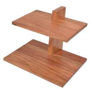 Eco-Friendly Wood Cake Stand Teak Snack Side Table Adjustable Height for Sofa Bed <b>Small</b> Spaces - Product Image 1