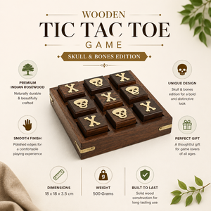 Jeu de Tic Tac Toe Pirate Skull & Bones |   Jeu de société de stratégie en bois fait main |   Jeu de société familial de voyage haut de gamme, cadeau pour enfants - Product Image 5