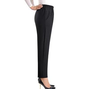 Pantalones de Mujer a Cuadros de Cintura Alta, Estilo Lápiz, Largos hasta el Tobillo, Cintura Elástica, Estilo Oficina, Mezcla de Lana y Poliéster, Antiarrugas - Product Image 3