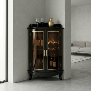 <span class=keywords><strong>Meuble</strong></span> <span class=keywords><strong>d</strong></span>'<span class=keywords><strong>angle</strong></span> en bois massif de style français classique pour salon <span class=keywords><strong>d</strong></span>'hôtel de luxe, vitrine à vin en verre courbé, mobilier FF&E OEM - Product Image 2