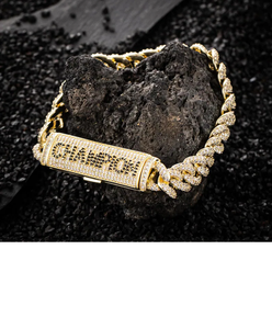 Luxury Moissanite Cuban Link Bracelet Champion <b>Name</b> Bracelet 925 Silver Rhodium Plated Iced <b>Chain</b> Statement Hip Hop Jewelry - Product Image 2