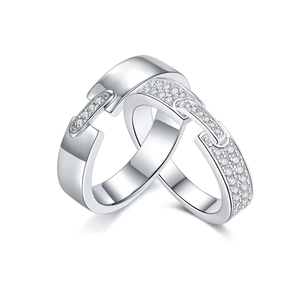 Moissanite Pav Gold Plated Prong Set <b>Wedding</b> <b>Band</b> 925 <b>Sterling</b> <b>Silver</b> Fashion Ring Brilliant Cut Engagement Bridal Jewelry - Product Image 2
