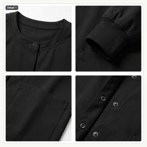 Women's Knit Snap Front Medical <b>Scrub</b> Jacket Long Sleeve Nurse Warm-Up Uniform Rayon Spandex - Product Image 4