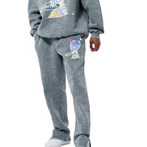 พัฟพิมพ์แบบกําหนดเองผ้าฝ้าย 100% วินเทจหนักน้ําหนักกรดล้างกางเกงเหงื่อในราคาโรงงานขายส่งที่ดีที่สุด - Product Image 3