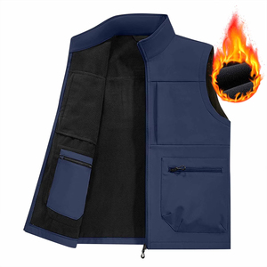 Gilets Softshell matelassés pour hommes, couleur unie, chauds pour l'hiver, col montant, fermeture éclair intégrale, respirants, imperméables, chauffants, décontractés - Product Image 2