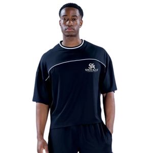 <b>Men</b> <b>Navy</b> <b>Blue</b> Short Sleeve Tee Contrast Piping Crew Neck Custom Logos Sportswear Casual Athletic Apparel Shoukat Apparel Manuf - Product Image 1
