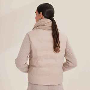 Chaleco Acolchado para Mujer, Chaleco de Punto Sólido sin Mangas con Cuello Alto, Ropa de Invierno, Chaleco Casual Personalizado a la Moda - Product Image 6