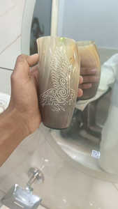 Vasos de café de vidrio de cuerno vikingo de alta calidad de la India estilo Animal pulido con base de resina - Product Image 6