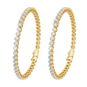 Yellow Gold Lab Grown Diamond Pear Link Tennis Bangle Pair - Product Image 4