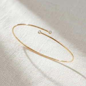 กำไลข้อมือทอง 14K ดีไซน์ทันสมัย ประดับเพชรแล็บคู่ 0.10 กะรัต แบบเปิดได้ สไตล์มินิมอล ชิค - Product Image 2