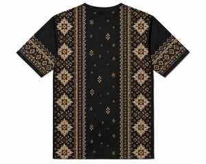 Camiseta de Manga Corta para Hombre, Negra, con Estampado Geométrico, Logotipo Personalizado, Unisex, 100% Algodón, Estampado Étnico - Product Image 2