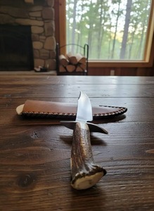 Cuchillo Bowie de Caza para Exteriores de Acero de Damasco Hecho a Mano de Alta Calidad, Hoja de Punta Caída, Mango de Madera, Funda de Cuero, OEM, 15 Pulgadas - Product Image 4