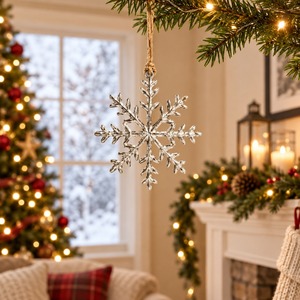 Metal <b>Snowflake</b> Hanging Ornament Traditional Christmas <b>Decor</b> - Product Image 2