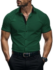 สิ่งจำเป็นสำหรับการเดินทางประจำวัน เสื้อเชิ้ตผู้ชายทรงเข้ารูปแขนสั้นสำหรับมืออาชีพ ตาข่ายทันสมัย เหมาะสำหรับใส่ทำงานและใส่ในชีวิตประจำวัน - Product Image 3