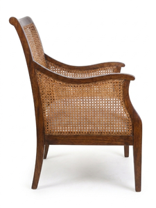 Fauteuil en bois massif rétro avec accoudoirs en rotin, design traditionnel et moderne, pour appartement, salon, restaurant - Product Image 1