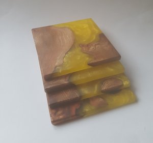 Classic Style Natural Wood & Resin Tea Cup Coaster With River Design High Quality Resin & Wood Coaster at <b>Low</b> Price - Product Image 2